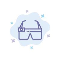 Device Glasses Google Glass Smart Blue Icon on Abstract Cloud Background vector