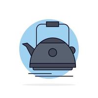 Tea kettle teapot camping pot Flat Color Icon Vector