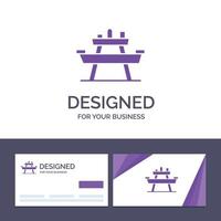 tarjeta de visita creativa y plantilla de logotipo banco comida parque asiento picnic vector ilustración