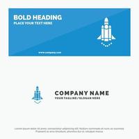 Launch Launching Marketing Promote SOlid Icon Website Banner and Business Logo Template vector