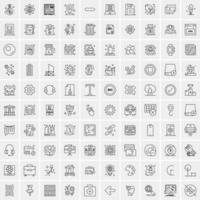 paquete de 100 iconos de líneas universales para móviles y web vector