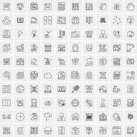 paquete de 100 iconos de líneas universales para móviles y web vector