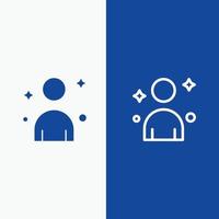 Male Man Person Line and Glyph Solid icon Blue banner Line and Glyph Solid icon Blue banner vector