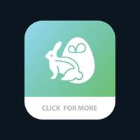 Egg Bunny Easter Rabbit Mobile App Button Android and IOS Glyph Version vector