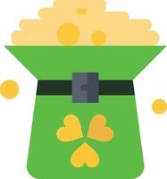 Clover Coin Green Hat In  Flat Color Icon Vector icon banner Template