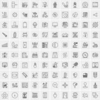 paquete de 100 iconos de líneas universales para móviles y web vector