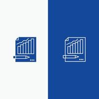 Statistics Analysis Analytics Business Chart Graph Market Line and Glyph Solid icon Blue banner Line vector