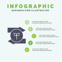 flecha izquierda derecha verde eco sólido icono infografía 5 pasos presentación antecedentes vector