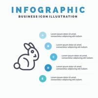 Bunny Easter Rabbit Line icon with 5 steps presentation infographics Background vector