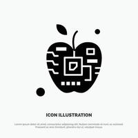 Apple Artificial Biology Digital Electronic solid Glyph Icon vector