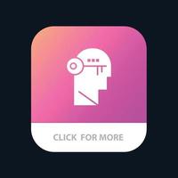Brain Key Lock Mind Unlock Mobile App Button Android and IOS Glyph Version vector