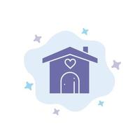 Home Love Heart Wedding Blue Icon on Abstract Cloud Background vector