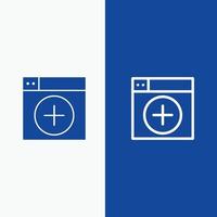 Add Window New Graphics App Line and Glyph Solid icon Blue banner Line and Glyph Solid icon Blue ban vector