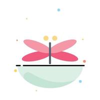 Dragon Dragonfly Dragons Fly Spring Abstract Flat Color Icon Template vector