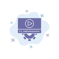 Video Play Setting Design Blue Icon on Abstract Cloud Background vector