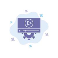 Video Play Setting Design Blue Icon on Abstract Cloud Background vector