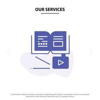 Our Services Growth Knowledge Growth Knowledge Education Solid Glyph Icon Web card Template vector