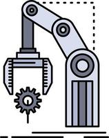 Automation factory hand mechanism package Flat Color Icon Vector