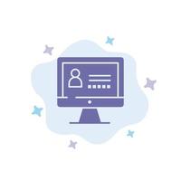 Computer Internet Security Blue Icon on Abstract Cloud Background vector