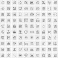 paquete de 100 iconos de líneas universales para móviles y web vector