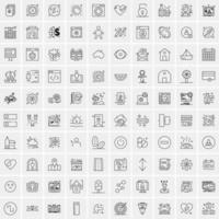 paquete de 100 iconos de líneas universales para móviles y web vector