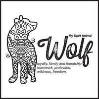 Vector illustration decorative Wolf on white background, Wolf My Spirit Animal