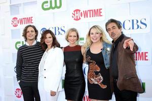 los angeles, 29 de julio - matthew gray gubler, jeanne tripplehorn, aj cook, kirsten vangsness, joe mantegna llega a la fiesta tca de verano de cbs, cw y showtime 2012 en el estacionamiento adyacente del hotel beverly hilton el 29 de julio de 2012 en beverly hills, California foto