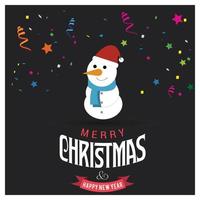 Merry Christmas card design with creative typography and dark background vector