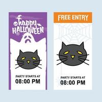 Happy Halloween invitation design with cat vector