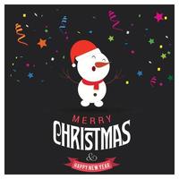 Merry Christmas card design with creative typography and dark background vector