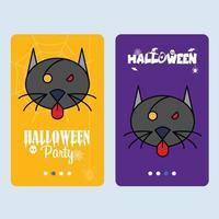 diseño de invitación de feliz halloween con vector de gato