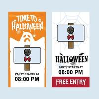 Happy Halloween invitation design with danger board vector