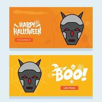 Happy Halloween invitation design with skull vector