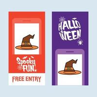 Happy Halloween invitation design with hat vector