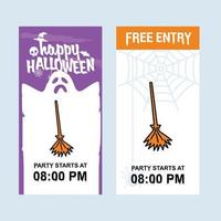 Happy Halloween invitation design with broom vector