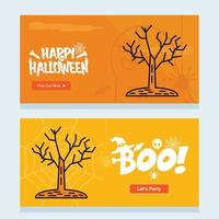 diseño de invitación de feliz halloween con vector de árbol