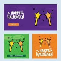 diseño de invitación de halloween feliz con vector de palo mágico