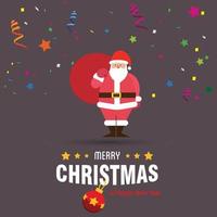 Merry Christmas card design with creative typography and dark background vector