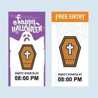 Happy Halloween invitation design with coffins vector