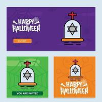 diseño de invitación de halloween feliz con vector de tumba