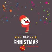 Merry Christmas card design with creative typography and dark background vector