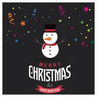 Merry Christmas card design with creative typography and dark background vector