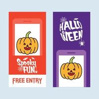 Happy Halloween invitation design with pumpkin vector