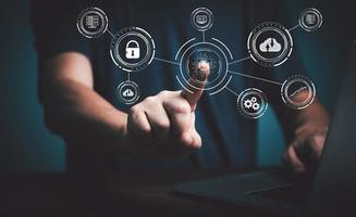 Internet digital transformation change management, new technology big data and business process strategy, automate operation, customer service management, cloud computing. photo