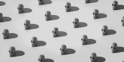 Seamless pattern of grey skulls. 3d render background photo