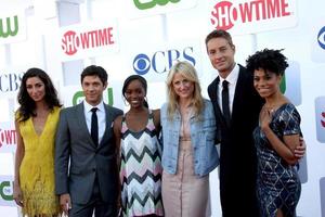 LOS ANGELES, JUL 29 - Necar Zadegan, Michael Rady, Aja Naomi King, Mamie Gummer, Justin Hartley, Kelly McCreary arrives at the CBS, CW, and Showtime 2012 Summer TCA party at Beverly Hilton Hotel Adjacent Parking Lot on July 29, 2012 in Beverly Hills, CA photo