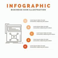 Marketing. page. video. web. website Infographics Template for Website and Presentation. Line Gray icon with Orange infographic style vector illustration