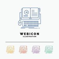 book. ebook. interactive. mobile. video 5 Color Line Web Icon Template isolated on white. Vector illustration