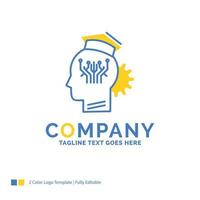 knowledge. management. sharing. smart. technology Blue Yellow Business Logo template. Creative Design Template Place for Tagline. vector