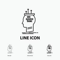 Algorithm. brain. conclusion. process. thinking Icon in Thin. Regular and Bold Line Style. Vector illustration